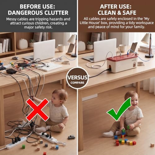 Cable Management Box, Cable Hider Box for Home/Office