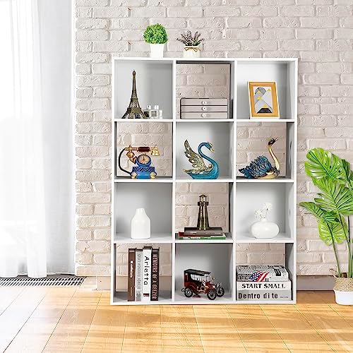 ZenStyle 12 Cube Storage Organizer, Freestanding Bookcase Bookshelf, Modern Multipurpose Display Cabinet for Living Room