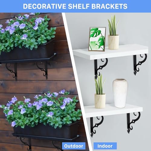 10 Pack Shelf Brackets, 5.4 Inch L Shape Shelf Bracket, Black