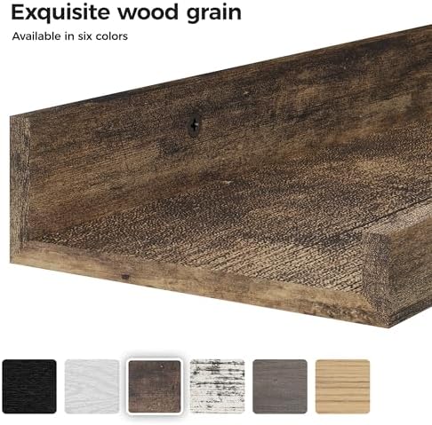 upsimples 12 Pack Wooden Floating Shelves, Wall Storage Decor Shelf for Bathroom, Bedroom, Living Room, Kitchen, Office 