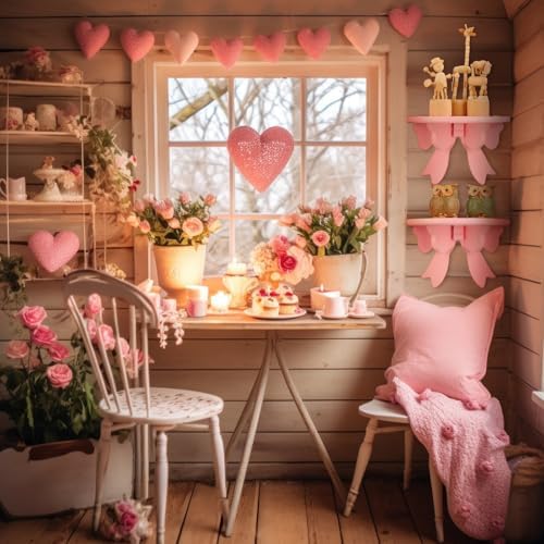 Pinkunn 2 Pcs Bow Floating Shelves Kawaii Shelf Book Stand, Pink