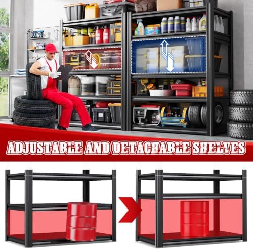 5-Tier Heavy Duty Metal Garage Shelving 3 Pack 71.2" Hx46 Wx20 D