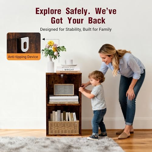 Book Shelf, Wooden Cube Storage Organizer with 11" Open Cubes, Stackable Bookcase for Room Divider Storage, Bookshelf fo