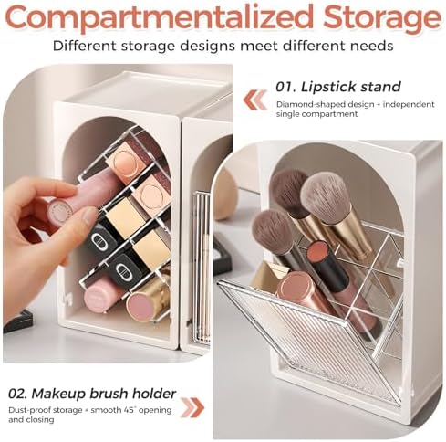 INVSSENE Stackable Makeup Organizer Countertop, Storage Perfume Skincare Cosmetic Lipstick Face Mask Makeup Brush Palett