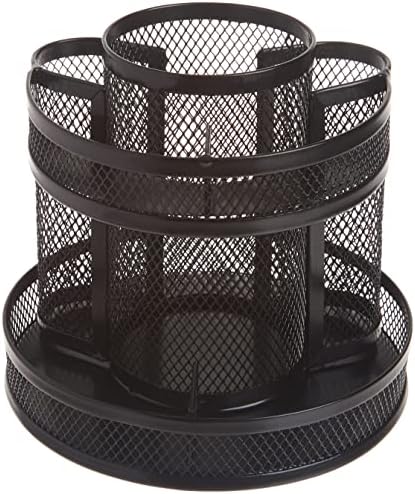 Rolodex Desk Organizer Rotating Office Supply Caddy Mesh Black (6.5" x 6.5" x 6.25") (Pack of 8)
