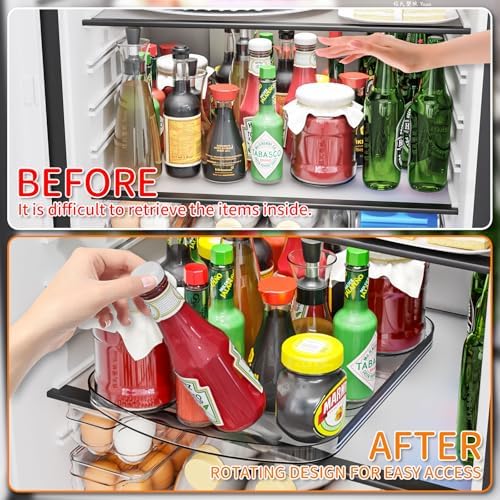 Yieach Clear Refrigerator Lazy Susan Turntable,15.7''x11.8'',Rectangular Fridge Turntable Organizer,Large Rotating Fridg