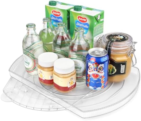 Lazy Susan Turntable for Refrigerator, Square Turntable Organizer for Fridge Cabinet, Pantry, Countertop (15.3" x 11.1" 