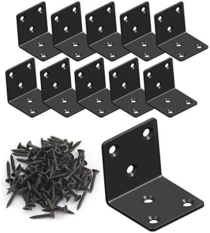 Black Stainless Steel Shelf Bracket,Joint Right Angle Bracket,L Shape Heavy Duty Metal Corner Brace Shelf Supporter for 