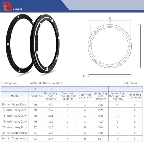 TamBee 18 Inch Lazy Susan Bearing Heavy Duty Metal Hardware Large Aluminum Turntable Lazy Susan Hardware Kit Parts Rotat