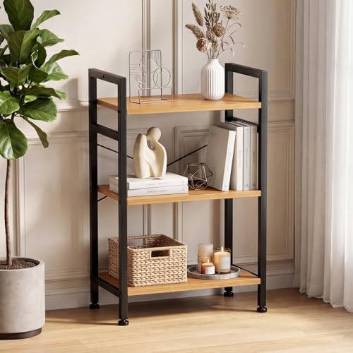 Sweetcrispy 3 Tier Bookshelf, Bookcase with Shelves, Wood