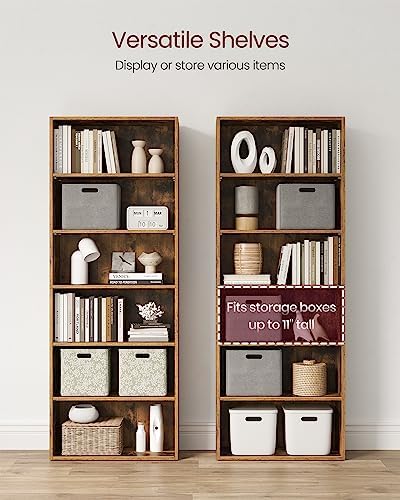 VASAGLE 6-Tier Bookshelf, Storage Organizer, 23.6 x 9.5 x 63.2 Inches