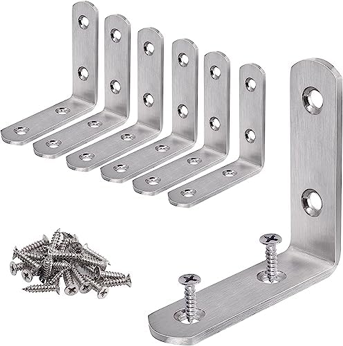 YUMORE L Bracket Corner Brace, 65×65mm, Heavy Duty Stainless Steel, 6 Pack