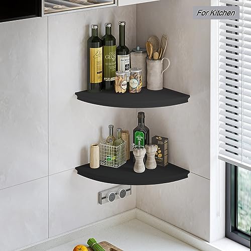 HAO Floating Corner Shelf Invisible Wall Mounted Shelves Radial Shape Cable Wire Hole Pattern Perfect for Bedroom Bathro
