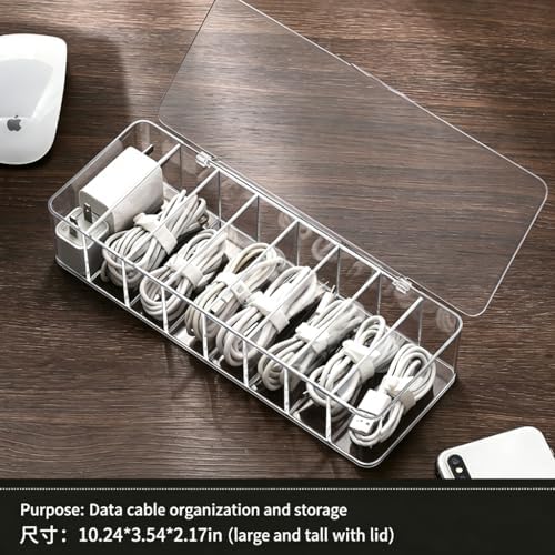 cord organizer box, 10.2 x 3.5 x 2.2in, Desktop Cord Organizer with Compartments (1)