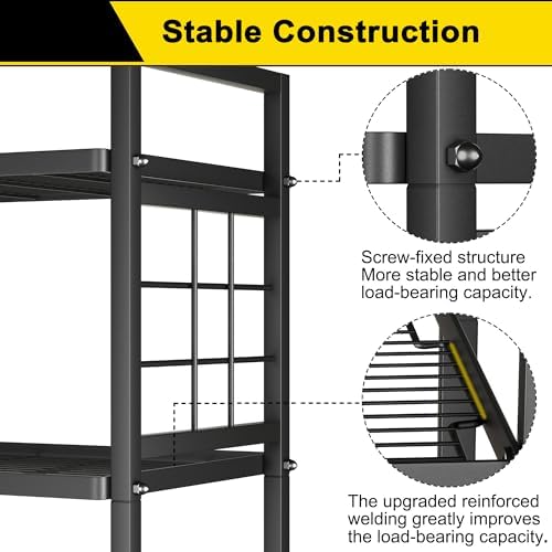 GIOTORENT 6-Wire Garage Shelving Storage Shelves, Metal Shelving Unit Pantry Rack, Kitchen Storage Adjustable Shelf 900L
