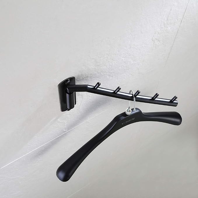 JQK Folding Clothes Hanger Rack, Stainless Steel Swing Arm Hook Holder, Clothing Hanging System Drying Closet Storage Organizer Oil Rubbed Bronze Wall Mount, SHR100-ORB
