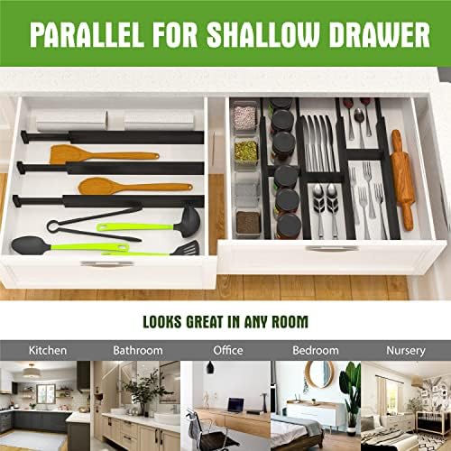 ANTOWIN 6Pcs Expandable Bamboo Drawer Dividers, Fits 17.6-21.6" Drawers