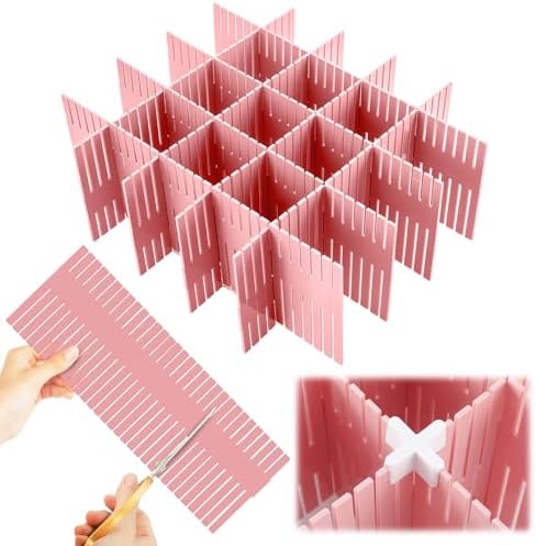 Blosssound 15 Pcs 5.12 Tall Drawer Divider, Adjustable Organizer, Pink
