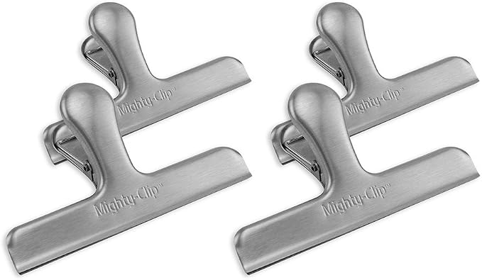 153 MightyClip Mega Clip 6" Jumbo Stainless Steel Bag Clips, Set of 4