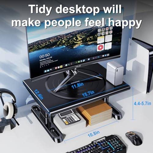 Monitor Stand Riser for Desk,360°Rotation Freely Height Adjustable by Knob,4.4-5.8 Inches,Ergonomic Monitor Stand Mount,