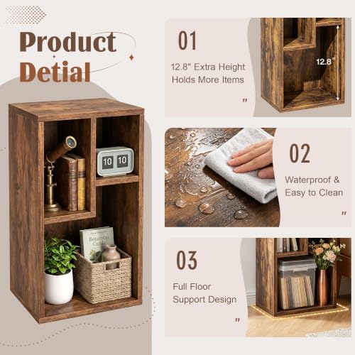 VECELO Cubby Storage Organizer Bookcase, Open Cube Display Shelf Cabinet, Freestanding Multicompartment Bookshelf for De