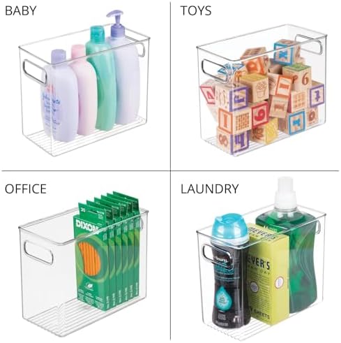 mDesign Plastic Modern Kitchen, Pantry Food Storage Container Bin w/ Handles - Cabinet, Fridge/Freezer, Countertop Organ