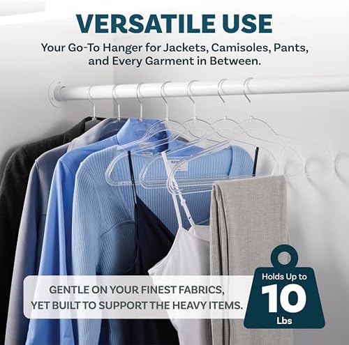 DEILSY™ Clear Thin Hangers with Silver Hook Non-Velvet Hangers 50 Pack
