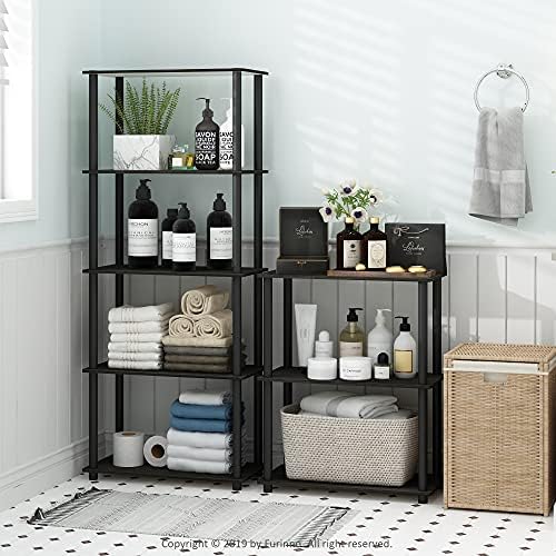 Furinno TURN-N-TUBE Storage Shelves, 3-Tier Book Shelf, Corner Shelf, Toolless Open Shelves, for Organization and Storag