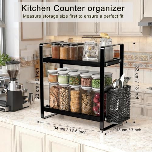 LEMIKKLE Coffee Station Organizer for Counter, Coffee Pods Holder Storage, Wooden Kitchen Counter Shelf, Coffee (Coffee 