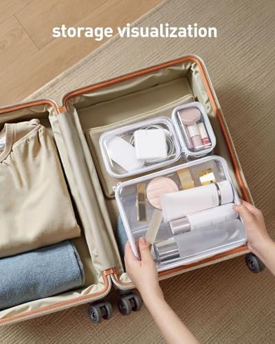 CoiiJoii 6PCS Large Clear Hard Shell Zippered Case, Diaper Bag Organizing Pouches, Waterproof Cosmetic Bag, Stackable St