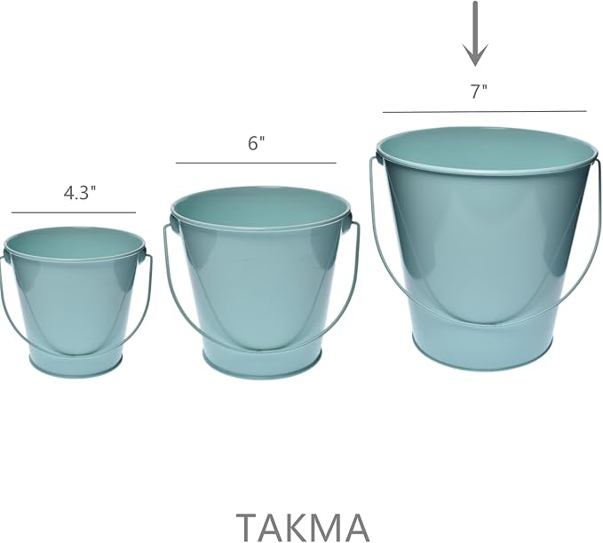 Colored Tin Buckets with Handle, 6 Pack 7.48 inch Galvanized Iron Pail Buckets for Kids, Classroom, Crafts and Party Favors