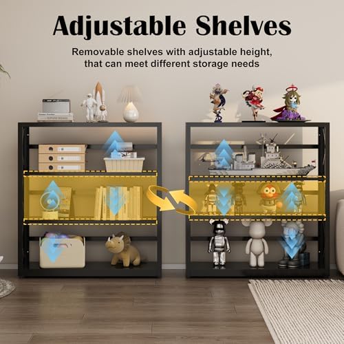 SteeLoong 3 Tier Bookcase,Metal Bookshelf with Adjustable Feet & Shelves