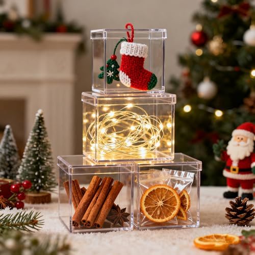 Acrylic Candy Box Clear Display Box with Lid Acrylic Square Cube Small Plastic Storage Box