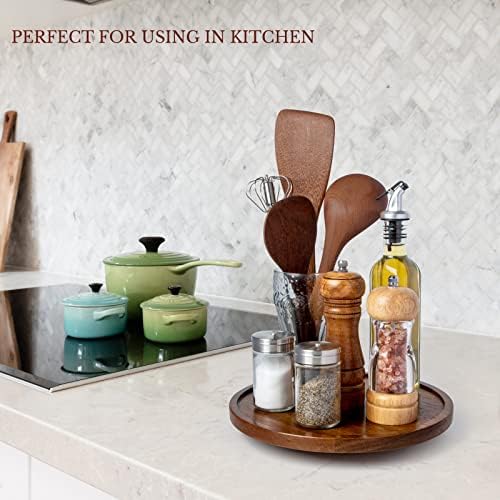 ANBOXIT Lazy Susan Organizer for Table, 10 Inch Wooden Lazy Susan Turntable