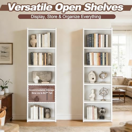 ZenStyle 5-Tier Open Bookcase and Bookshelf, Open Storage Shelf, Freestanding Display Storage Shelves Tall Book Shelf fo