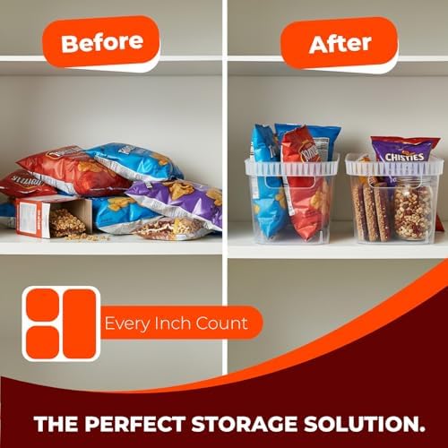 Tribello Modern Narrow Organizer Storage Bin, Slim Clear Plastic Household Storage Container for Kitchen Pantry storage,
