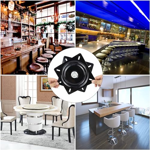 12 Inch Lazy Susans Turntable Bearings Swivel Zinc Plate, Black Square Lazy Susan Hardware, Heavy Duty Lazy Susan Replac