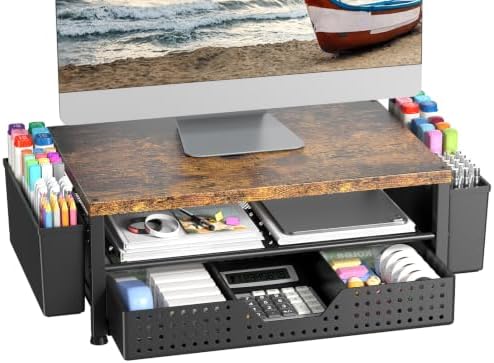 Monitor Riser, Laptop Stand for Desk, Office Desk Organizer and Accessories, Computer Monitor Stand, Desktop Shelf with 