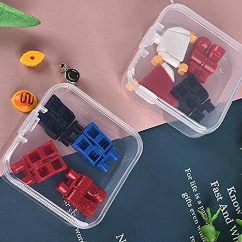 LJY 100 Clear Square Plastic Boxes, 1.77 x 1.77 x 0.8 in for Repair Parts