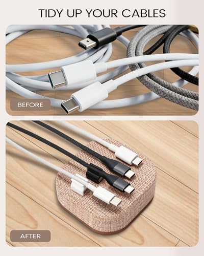 Magnetic Cord Holder, 5 Cable Clips, Desk & Nightstand Organizer