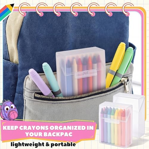 Clabby 24 Pcs Clear Plastic Crayon Boxes Hold 24 Count, Clear