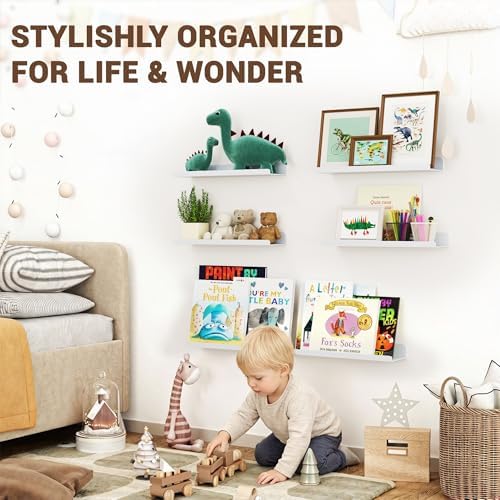 Qukaka 15" Floating Shelves for Wall, 3 Pack Pure White Display Ledges