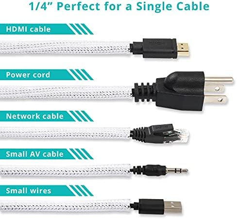 20ft 1/4 inch White Cable Sleeve