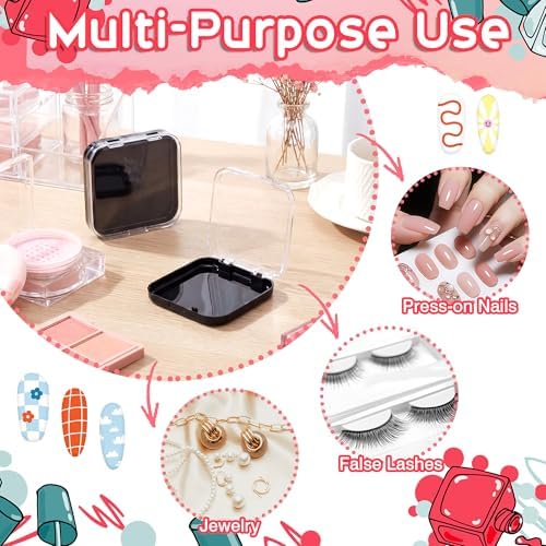 AceOrbit 48 Pcs Press on Nail Box Packaging, Black Acrylic Case