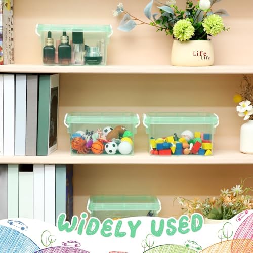 Wenqik 6 Pack Colorful Plastic Storage Bins with Lids, Green