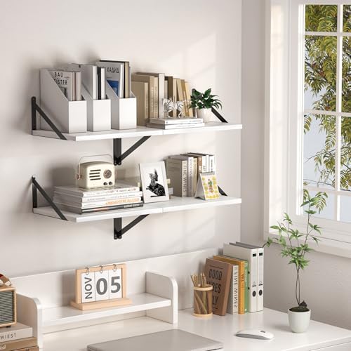 Heimlove 16W x 12D Deep Floating Shelves Set of 2 White