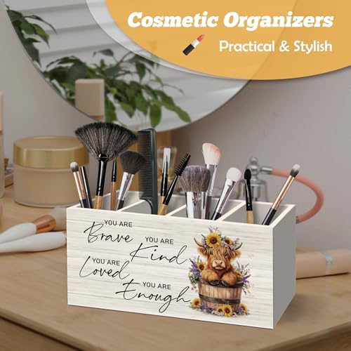Inspirational Highland Cow Pen Holder Organizer for Desk Accessories