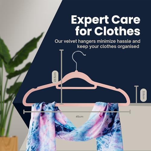 50 Pack Velvet Hangers | Non Slip Velvet Hangers for Clothes with Tie Organisers | Space Saving Hangers and 360° Swivel Hooks Wardrobe Storage Organiser