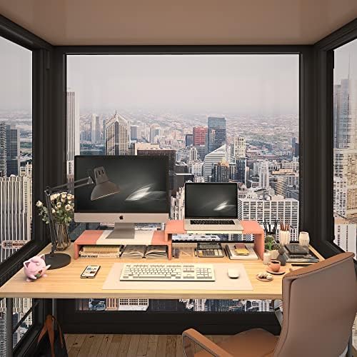 WESTREE Dual Monitor Stand - Monitor Stand Riser - 2 Shelf Computer Monitor Stand with Adjustable Length and Angle, Moni