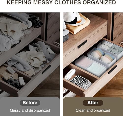 DIMJ Drawer Organizers - Set of 8 Fabric Closet Organizers and Storage, Drawer Dividers for Baby Clothes, Socks, Belt, T